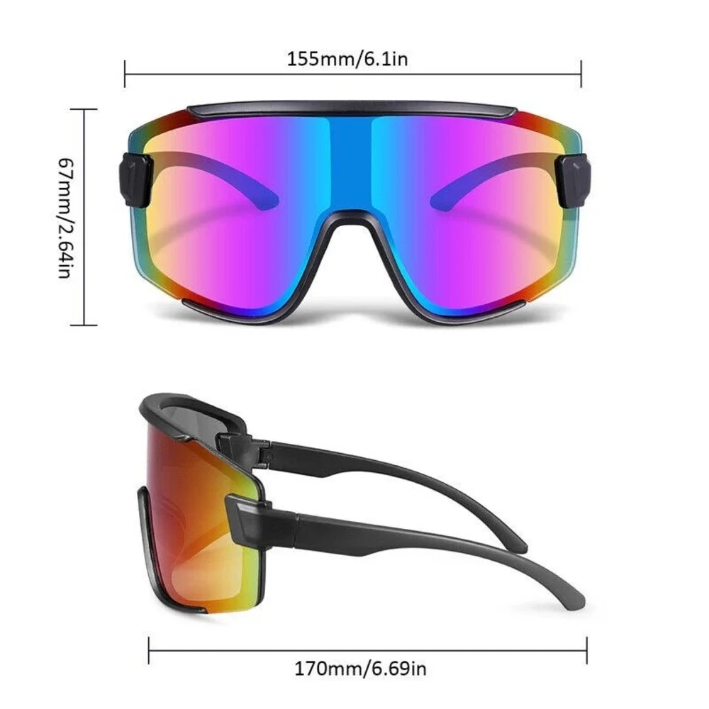 Red Oversized Shield Sunglasses‎ Futuristic Mirrored Lens Sporty Visor Eyewear